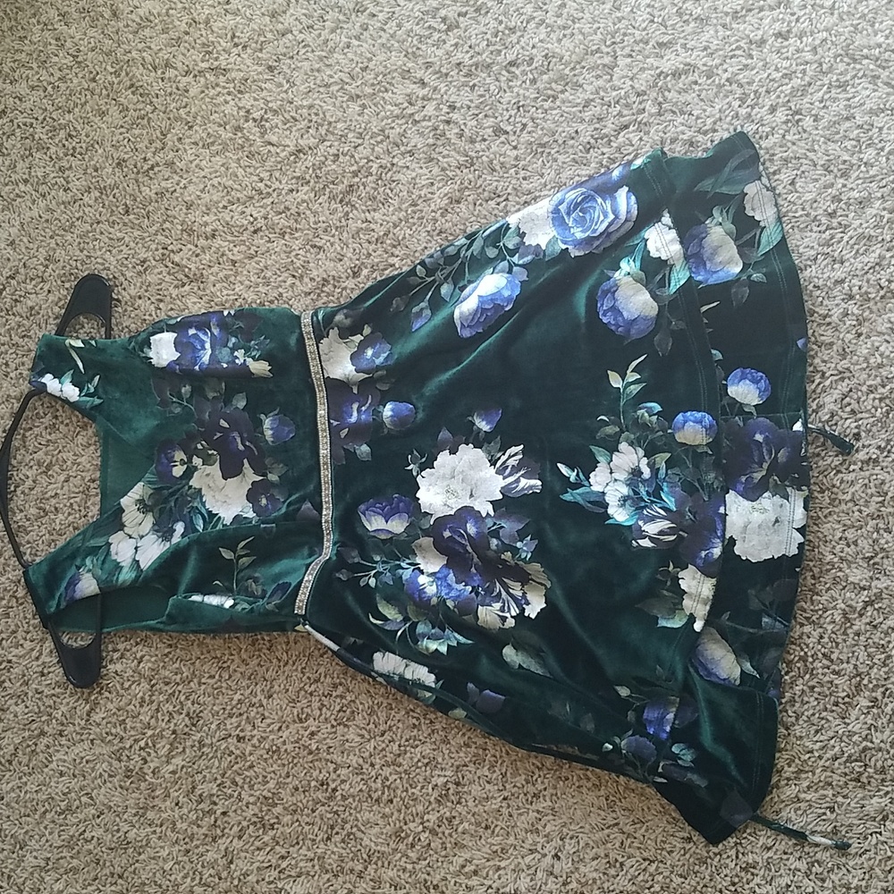 Dark green floral dress